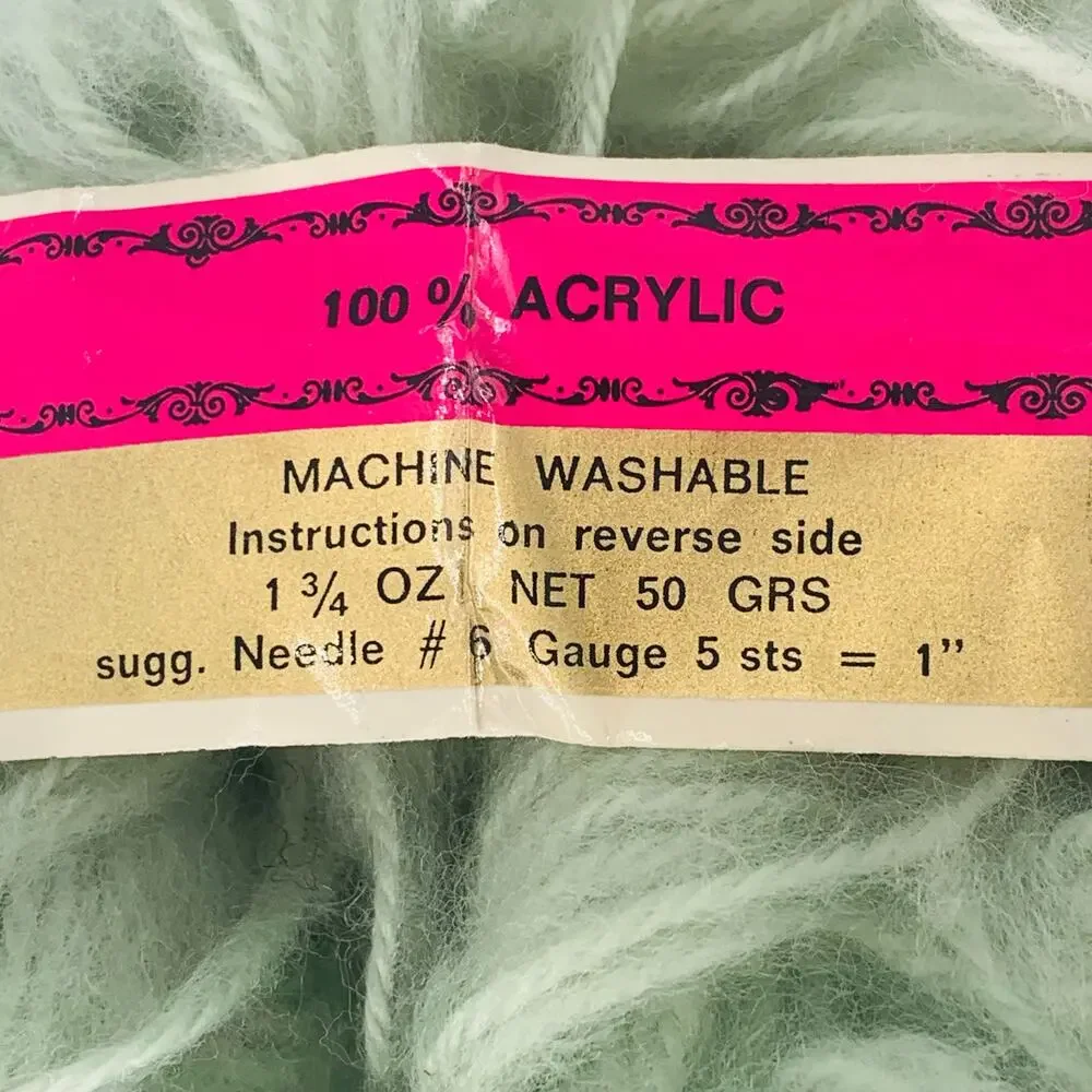Unger Fluffy Yarn Green 100% Acrylic Made In France Machine Washable Colorfast